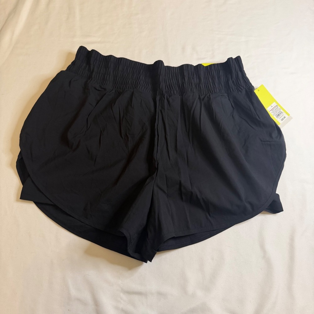 All in Motion Women Translucent Tulip Shorts Black High Rise Lined L NWT
